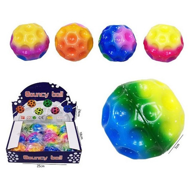Szuperpattanós labda, 7 cm, 12 darabos, többszínű