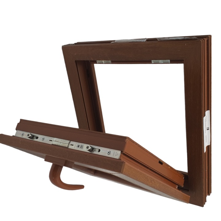 Ablak 45 x 45 cm, tokkal, aranytölgyfa, PVC hőszigetelő üveg