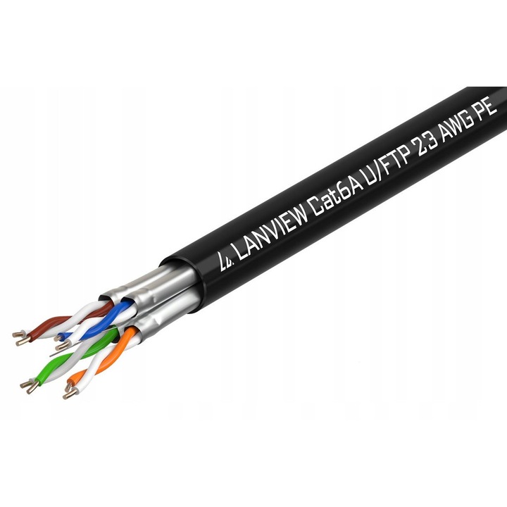 Cabluri CAT6A U-FTP 4x2xawg23 Pe Outdoor 500m, Lanview