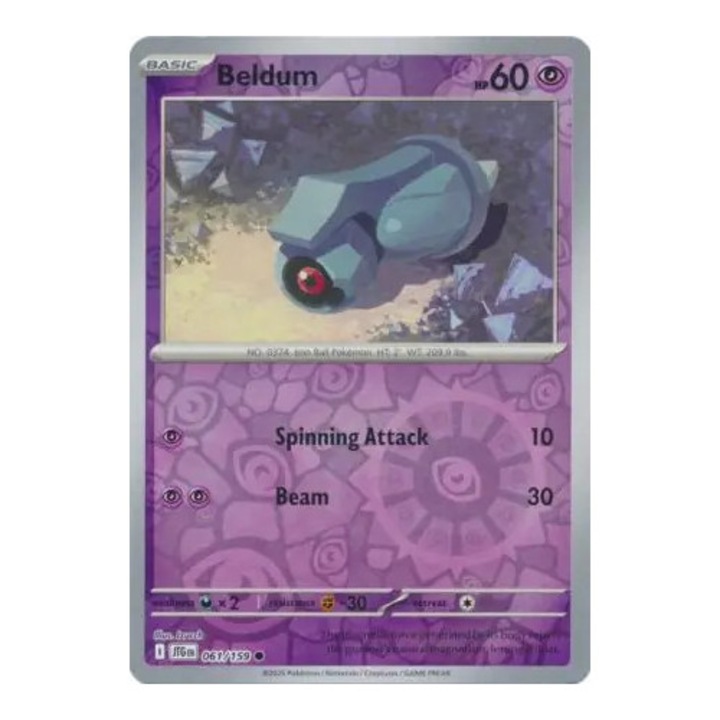 Pokémon Beldum, Journey Together, fordított holografikus játékkártya, NM