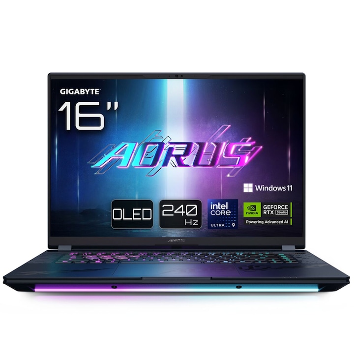 Gigabyte AORUS MASTER 16" laptop, 32 GB RAM, 1 TB SSD, fekete