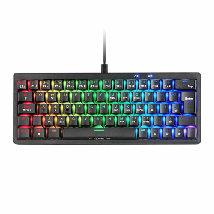 Tastatura gaming Mars Gaming MKMINIPROBRES, mecanica, Qwerty US, neagra