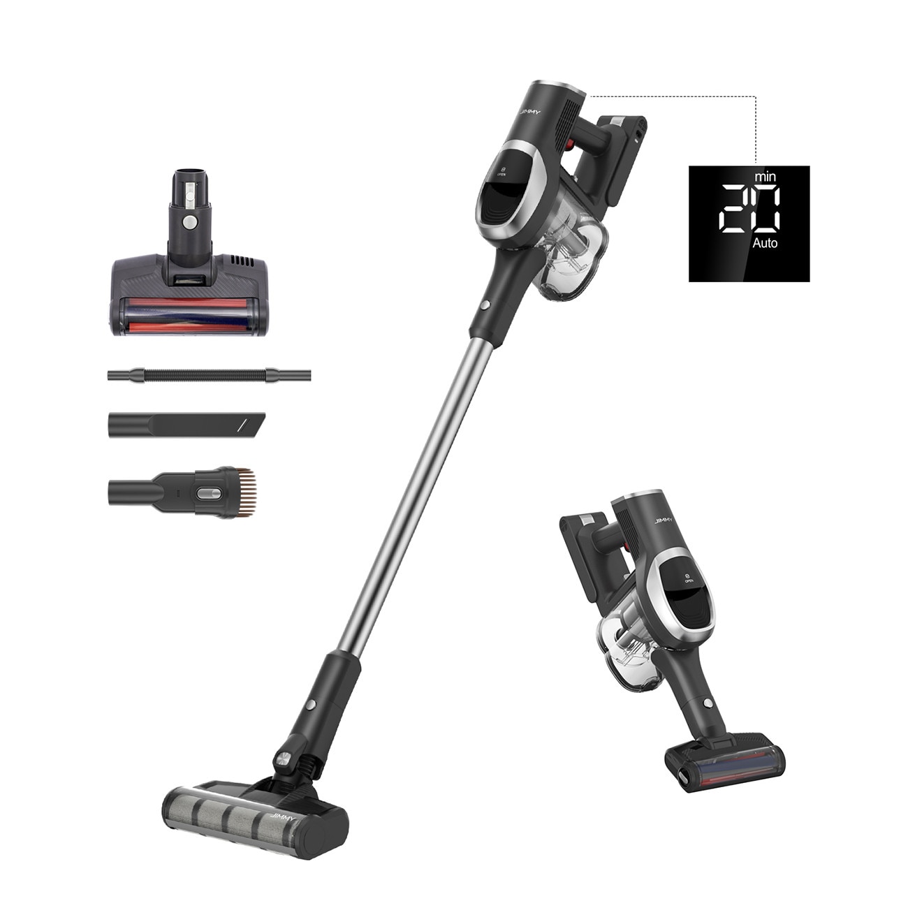 Aspirator vertical JIMMY JV83 Pro, 500W, 160AW, negru, set complet