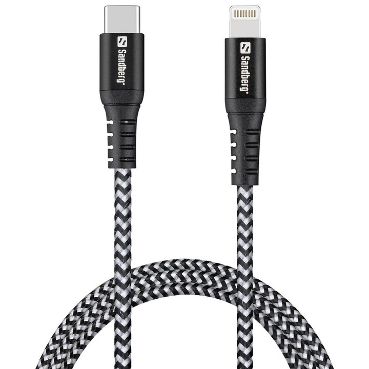 Sandberg adatkábel, USB-C PD – Lightning típusú 1m, tartós, Apple eszközökhöz