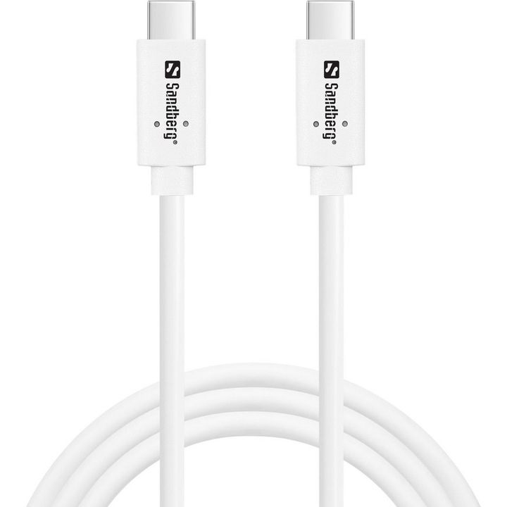 Sandberg USB-C kábel 3.1, G2, 100W, 1m, fehér