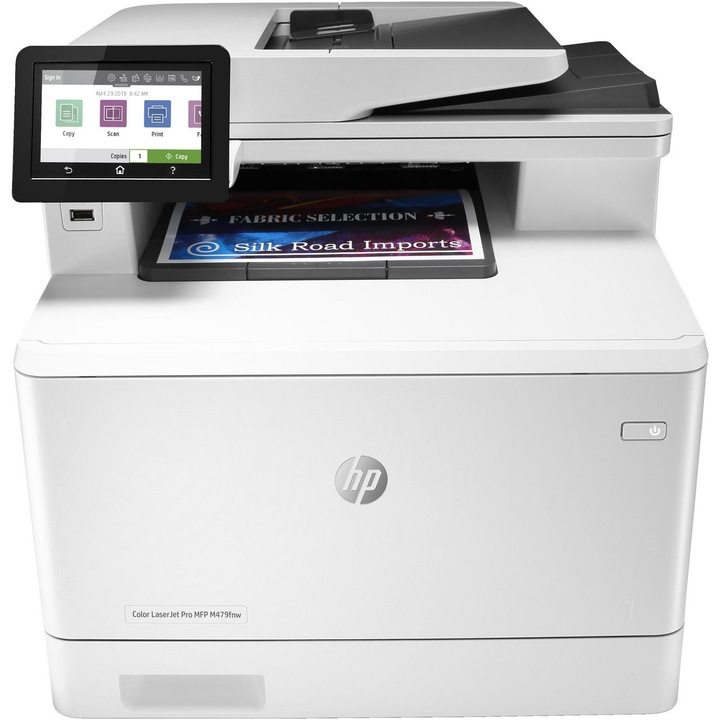 Imprimanta multifunctionala HP Color LaserJet Pro MFP M479fnw, imprimare, copiere, scanare, fax, alb-negru, ADF 50 foi