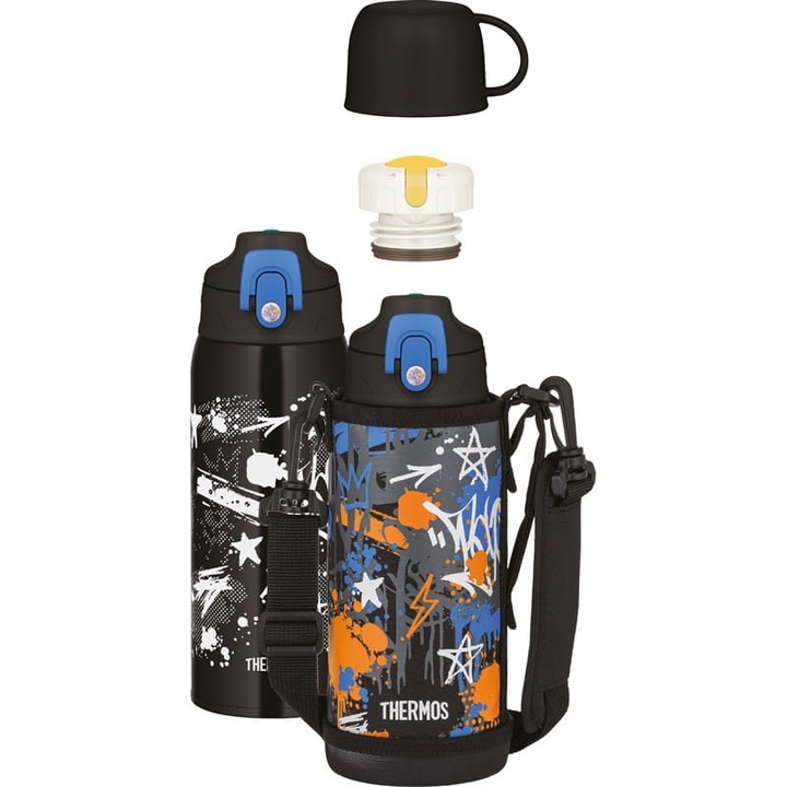 Termosuri Thermos cu 2 capace si husa, 800ml, inox, izolatie termica