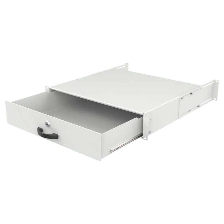 Tastatura Lanview 2U 19", universala, sertar cu incuietoare, alba, RAD105WH