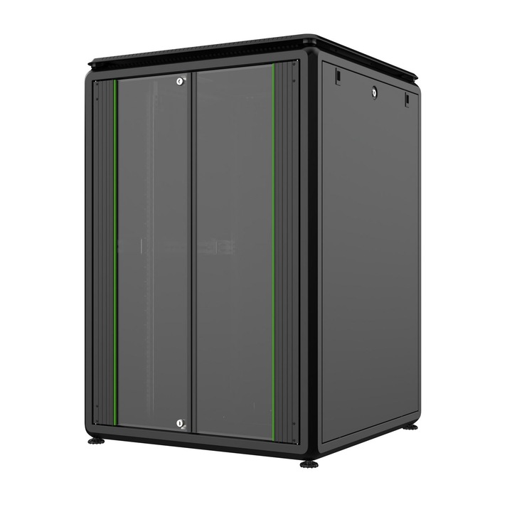 Rack fémszekrény 19", Lanview, 22U, 800x800x1164mm, fekete
