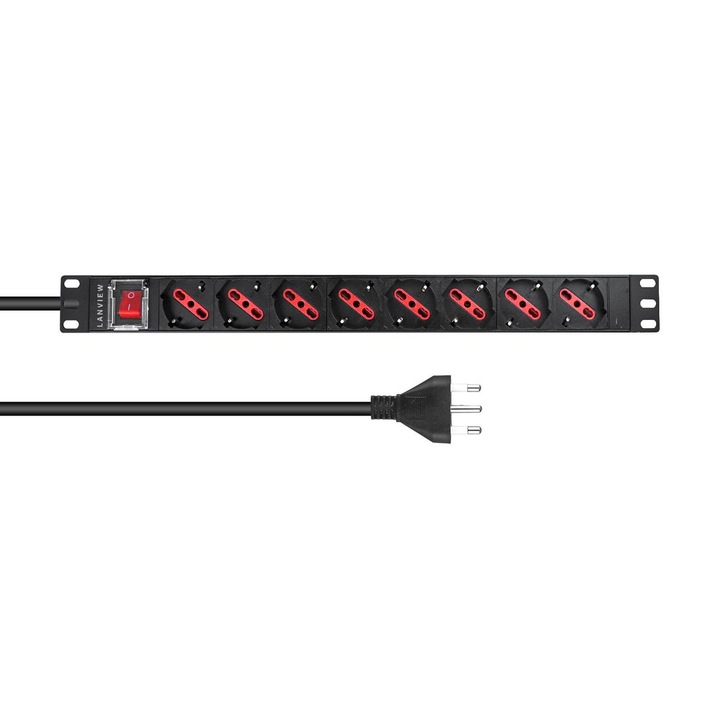Switch 1U 19" Lanview 8 porturi tip F/J, cu cablu 2M, LVR-2MIT-SW-IT8