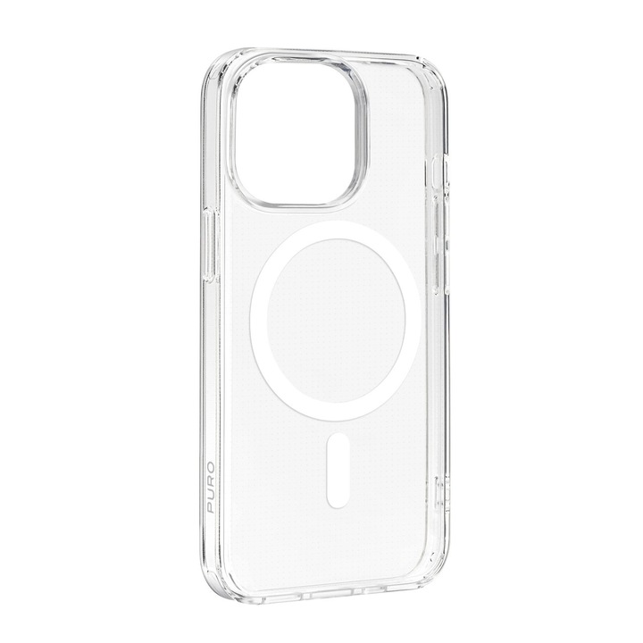 Etui siliconic Puro Lite Mag MagSafe pentru iPhone 15 Pro Max, transparent, TPU, rezistent la caderi