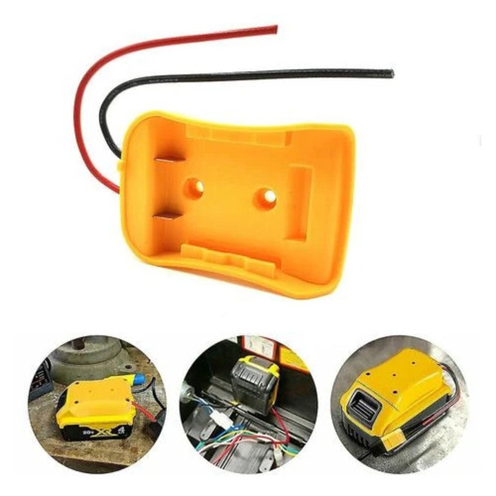 Adaptor baterie DIY pentru DeWalt 18V 20V, galben, ABS+PC