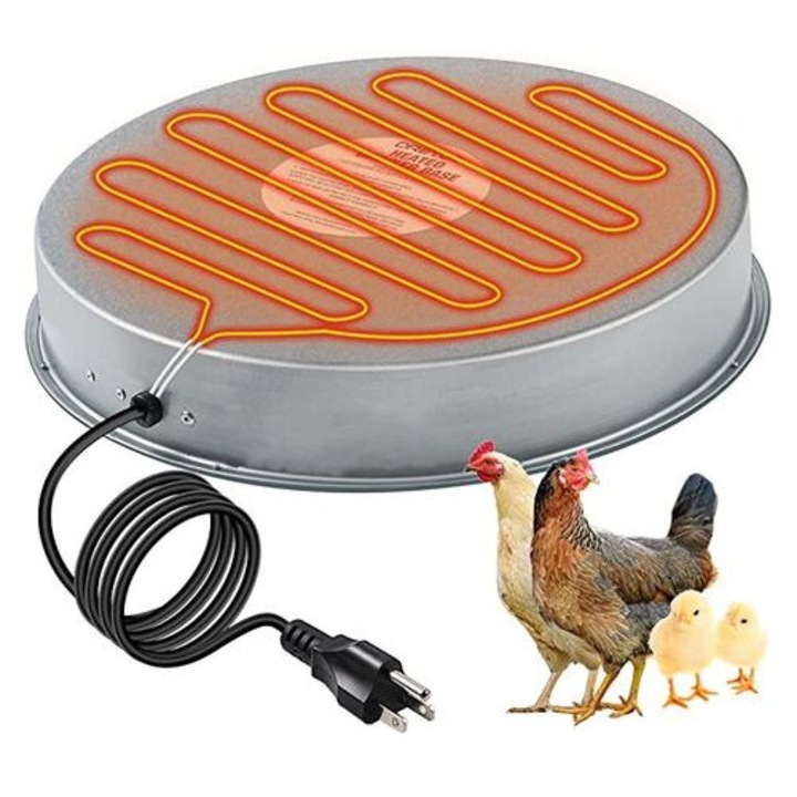 Baza incalzitoare metalica pentru adapatoare pasari, 37.5x37.5x4cm, cablu 1m