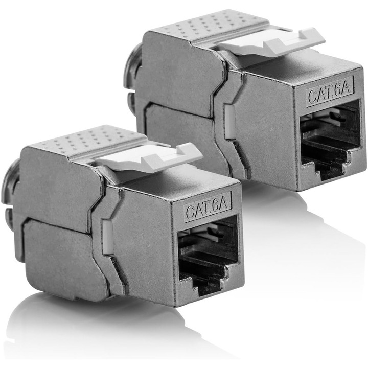 Set 2 Module Keystone Cat 6a, Conector RJ45, 500MHz, STP, Dimensiuni 19.35x14.8mm
