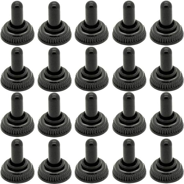 Set 20 capace cauciuc impermeabile pentru comutator mini 6mm negru 14x17mm
