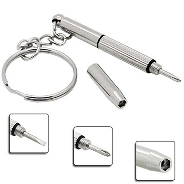 Мини отвертка, от неръждаема стомана, за очила, часовници, бижута, електроника