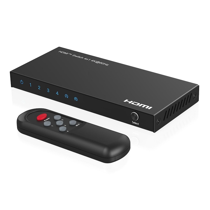 Switch HDMI MicroConnect 4K@60Hz 4x1, HDCP 2.2, cu telecomanda
