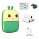 Mini imprimanta termica pentru copii cu camera foto si video, verde, 13,2x4,5x9,1cm, set cu 3 role de hartie termica