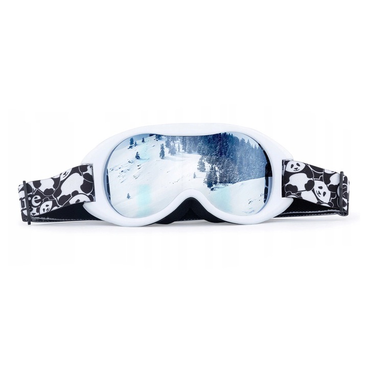 Ochelari de schi Qunature Panda pentru copii, sferice, protectie UV, alb-negru