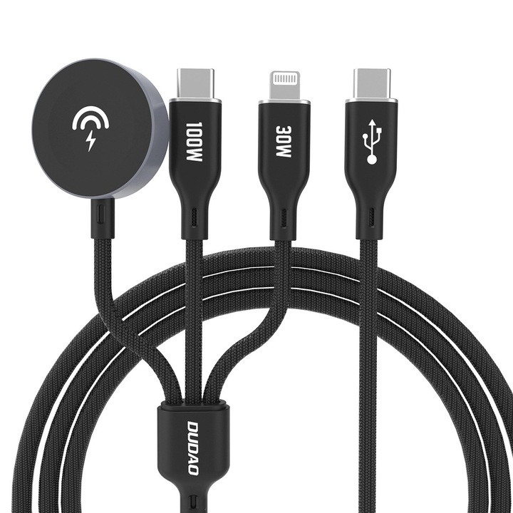 Kabel Dudao A12Max+ 3w1 USB-C, Lightning, 1,2m, negru