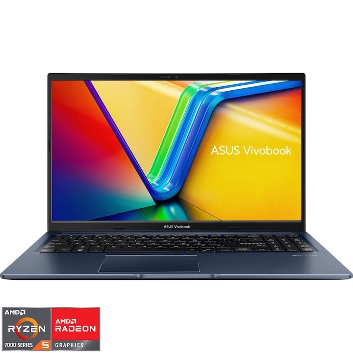 Laptop ASUS 15.6'' Vivobook 15 M1502YA, FHD, Procesor AMD Ryzen™ 5 7430U (16M cache, up to 4.3 GHz), 6 cores, 32GB DDR4, 512 GB SSD, Radeon, No OS, Quiet Blue