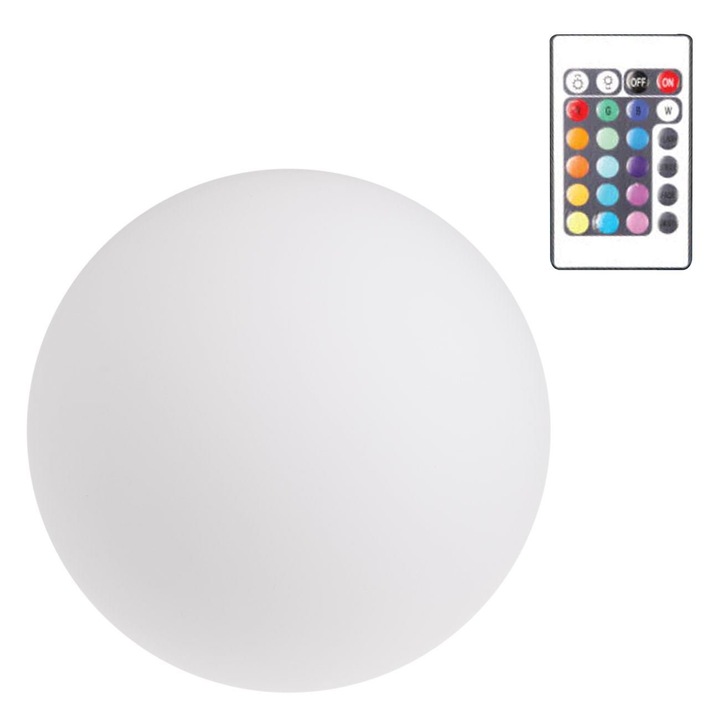RGB сферична соларна лампа с дистанционно управление, awwaline, Ø35см, водоустойчива IP65, закрепване към земята с кол, идеална за градина, тераса