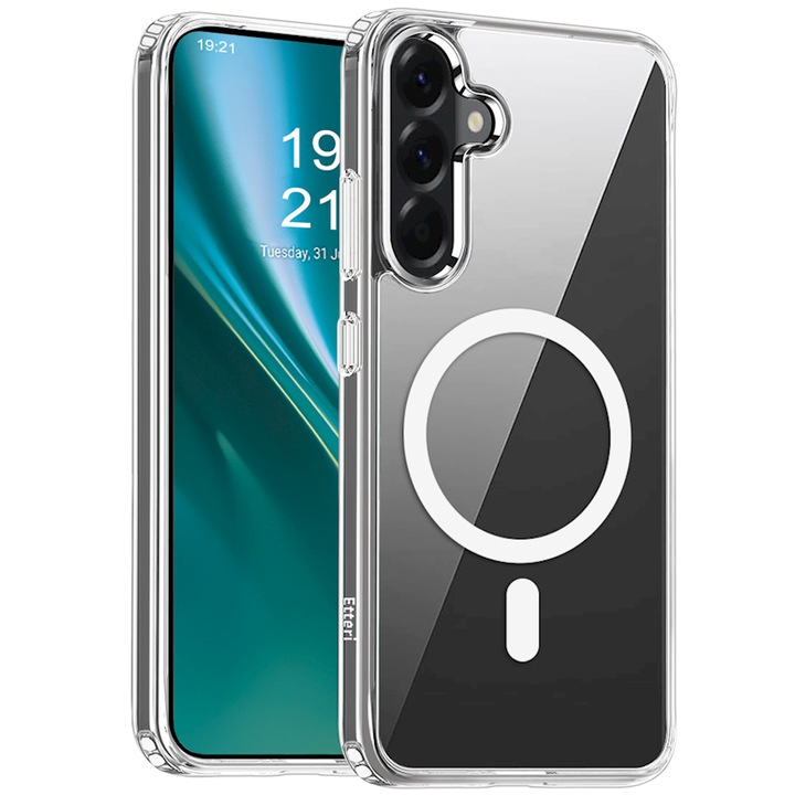 Husa de Protectie, Compatibila Samsung Galaxy A55 5G, BestCase® Etteri Hybrid MagSafe, Transparent