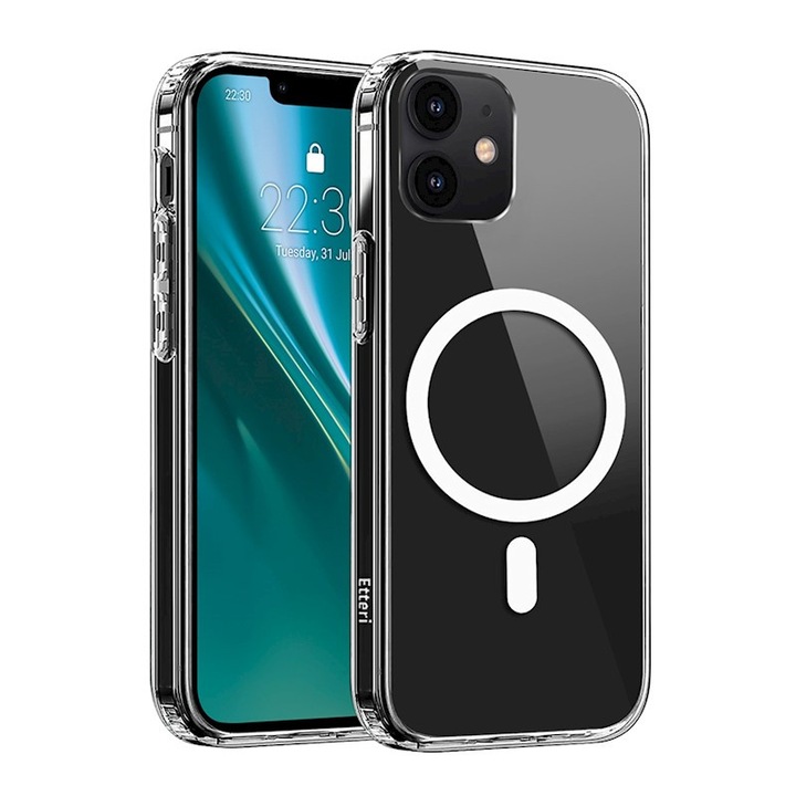 Husa de Protectie, Compatibila Apple iPhone 12 / 12 Pro, BestCase® Etteri Hybrid MagSafe, Transparent