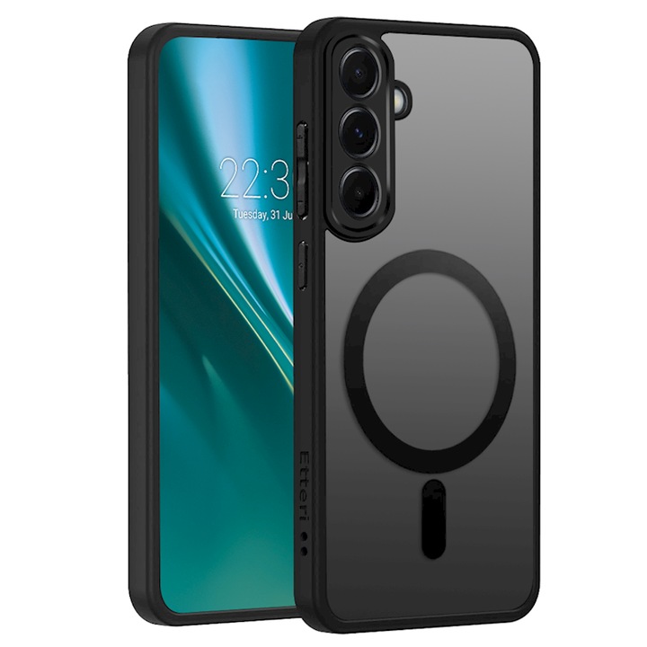 Защитен калъф, съвместим със Samsung Galaxy A55 5G, BestCase® Etteri Matt MagSafe, черен
