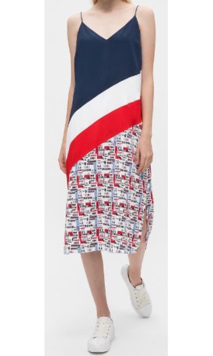 Tommy Jeans TJW Diagonal Color Block ruha, többszínű poliészter, S