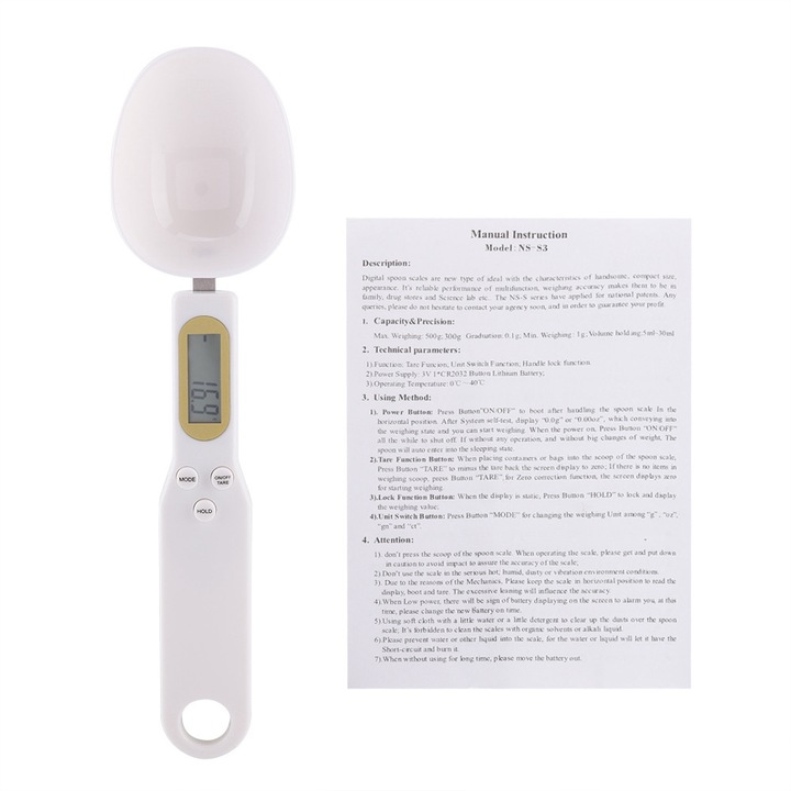 HERUSI digitális konyhai mérleg kanál 500g LCD multifunkcionális
