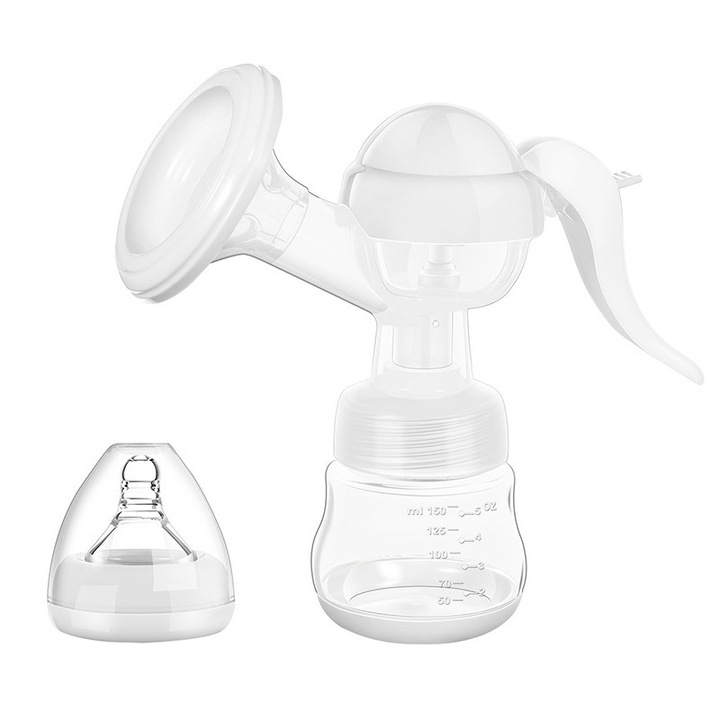 Pompa de san manuala Momcbebe, 2 viteze, alb, 150ml, set cu accesorii