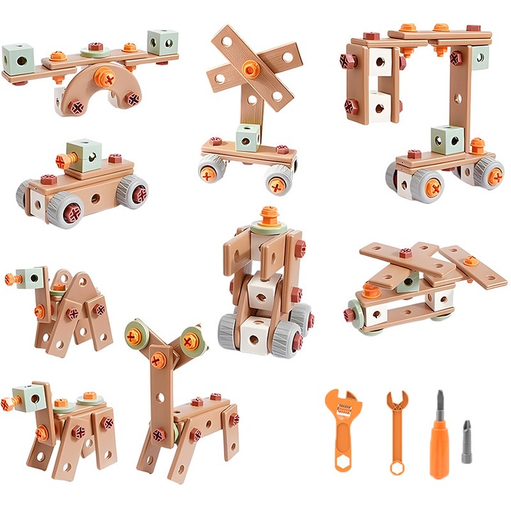 Set constructie copii, Momcbebe, 100 piese, multicolor, 3-8 ani, Numeroase Posibilitati de Construit, Educativ si Creativ