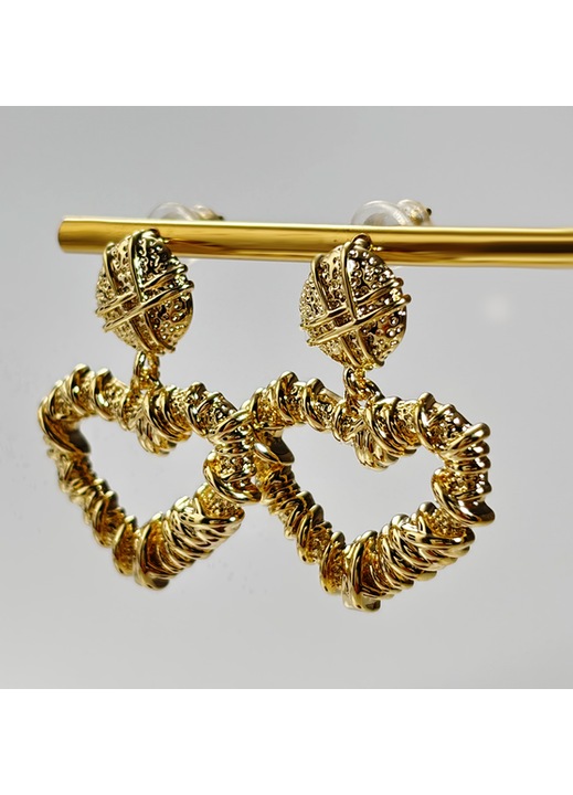 Cercei dama inima, Metal, Auriu