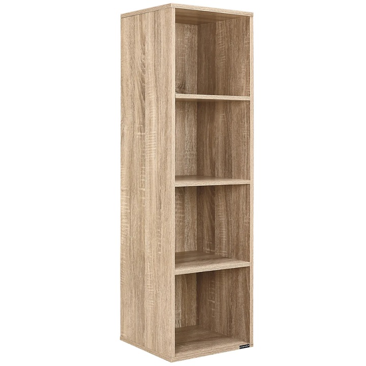 Biblioteca Skylar cu 4 polite, Casaria, 106x30x30cm, MDF, Maro