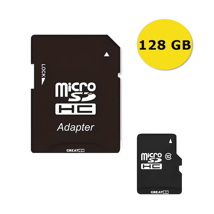 Card De Memorie MicroSD GREATON, Compatibilitate Universala, Adaptor SD Inclus, Capacitate 128 GB