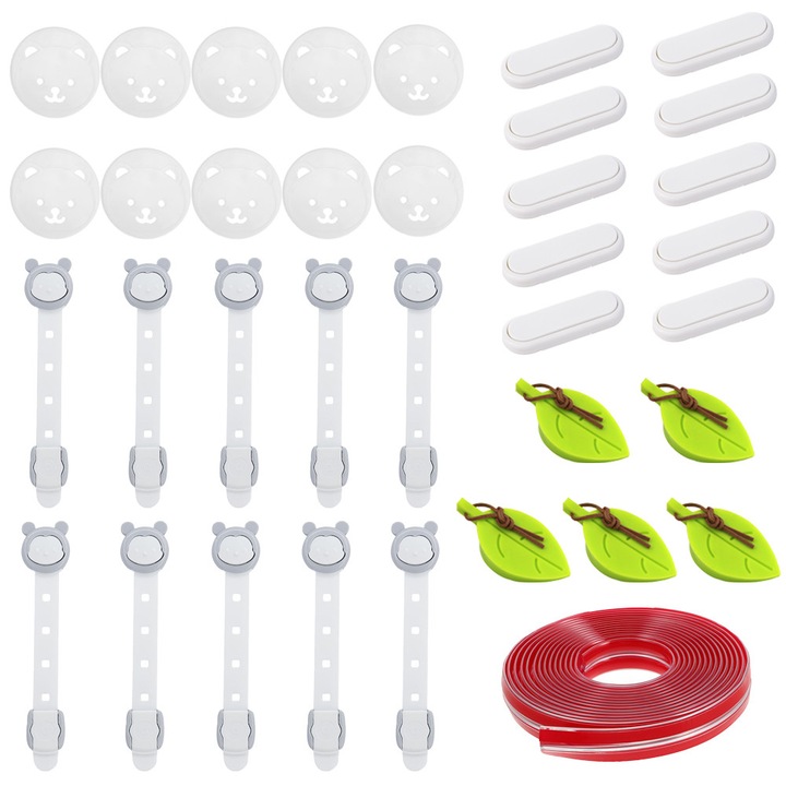 Set siguranta copii Momcbebe 36 piese, ABS, alb