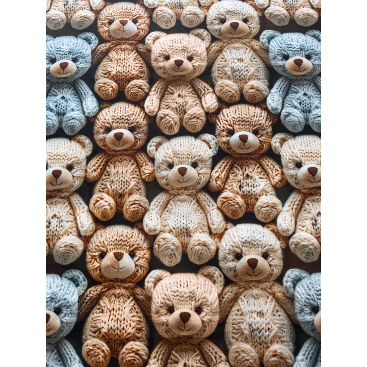 Material textil Sabaev, bumbac 100% natural, imprimat ursuleti, l240cm