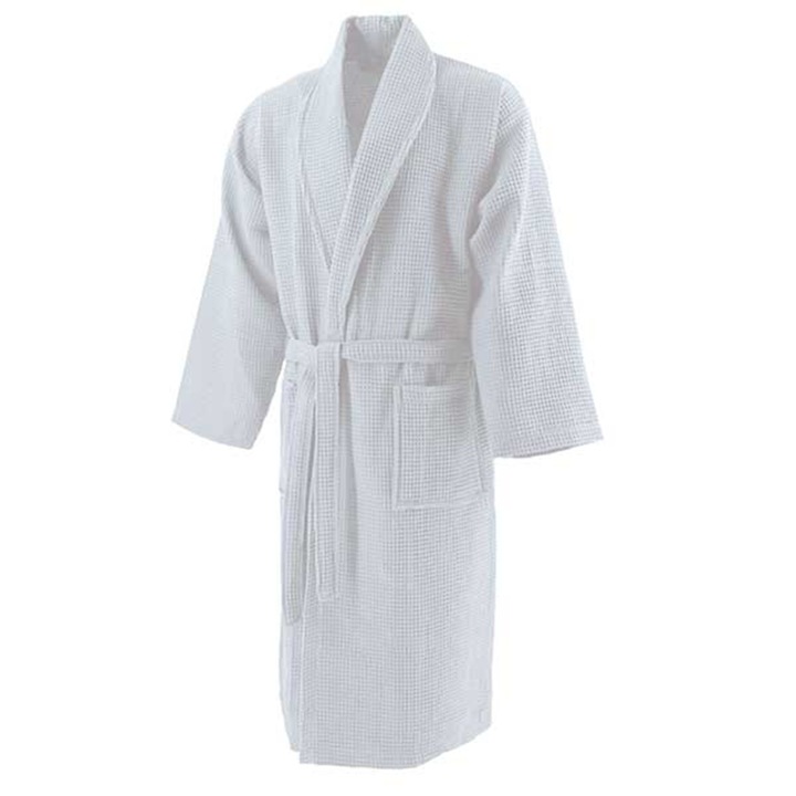 Ralex Pucioasa fürdőköpeny és SPA, kimonó gallérral, 100% pamut, fehér, 2XL