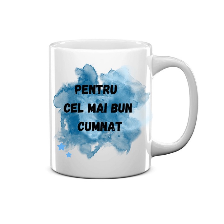 Cana personalizata alba, inaltime 9, 9 cm, pentru cel mai bun cumnat