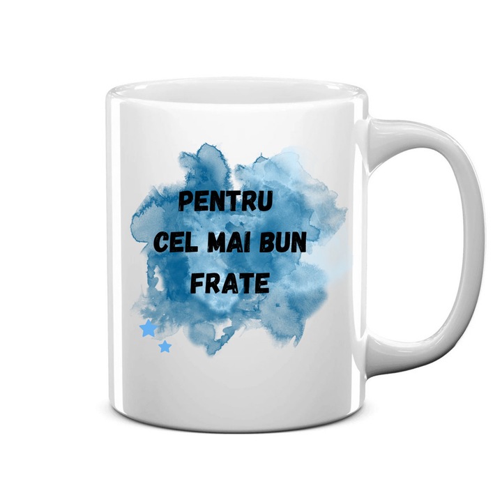 Cana personalizata alba, inaltime 9, 9 cm, pentru cel mai bun frate