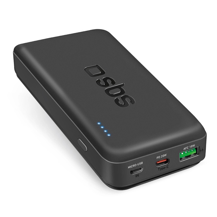 Powerbank 20000 mAh, SBS TTBB20000PD20K, 20W PD, USB-C, USB-A, negru