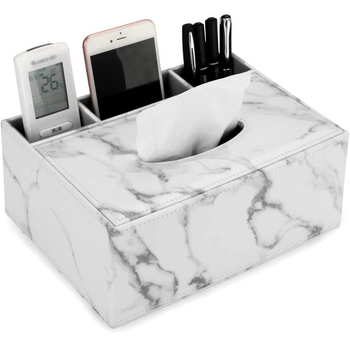 Cutie pentru servetele, YUNXIASW, dimensiuni 23.5x16.5x9cm, culoare alb, design multifunctional