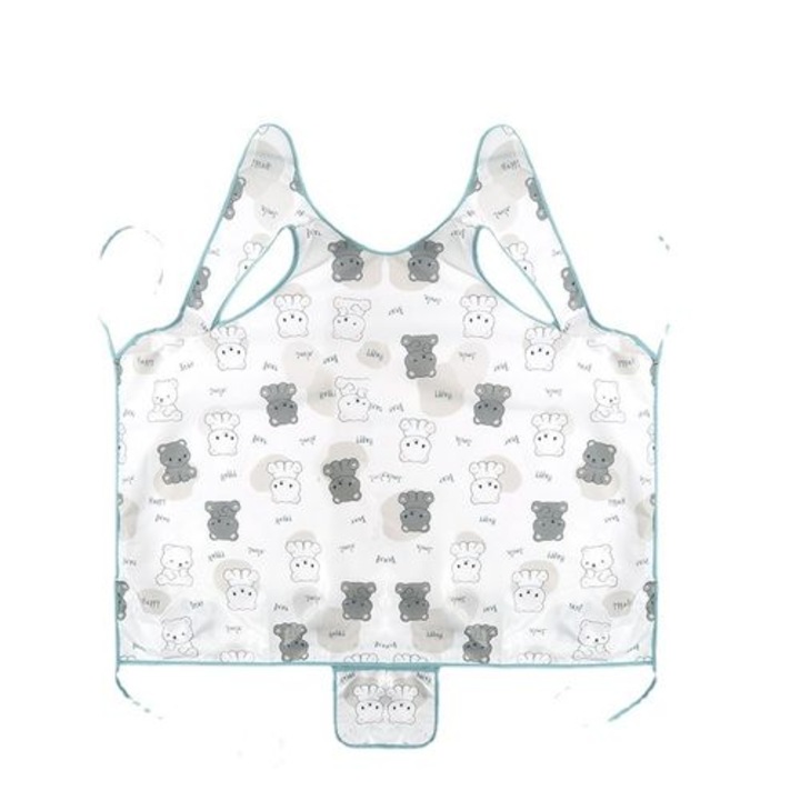 Baveta pentru bebelusi, model cu imprimeu, 90x74cm, unisex, din poliester