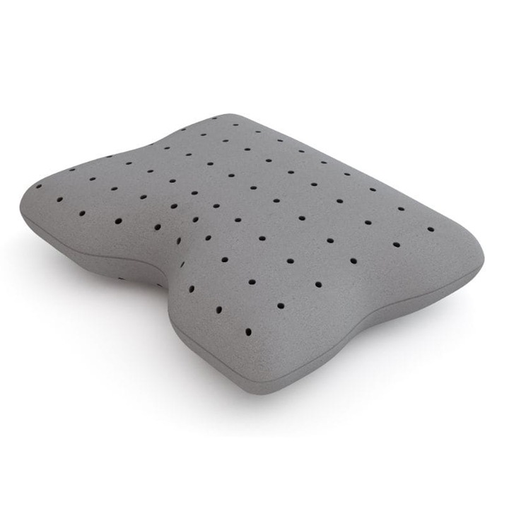 Perna termoelastica Antistress Carbon Hilding 53x40x11 cm, spuma Visco, profilata, ventilata, moale