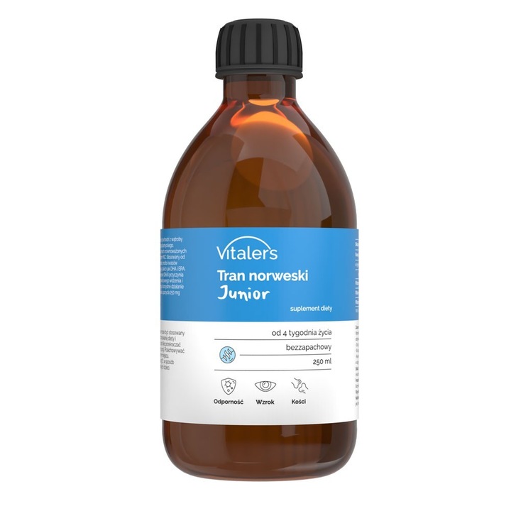 Масло от норвежки черен дроб на треска 1200 мг Омега-3 Junior Vitaler's, 250 мл