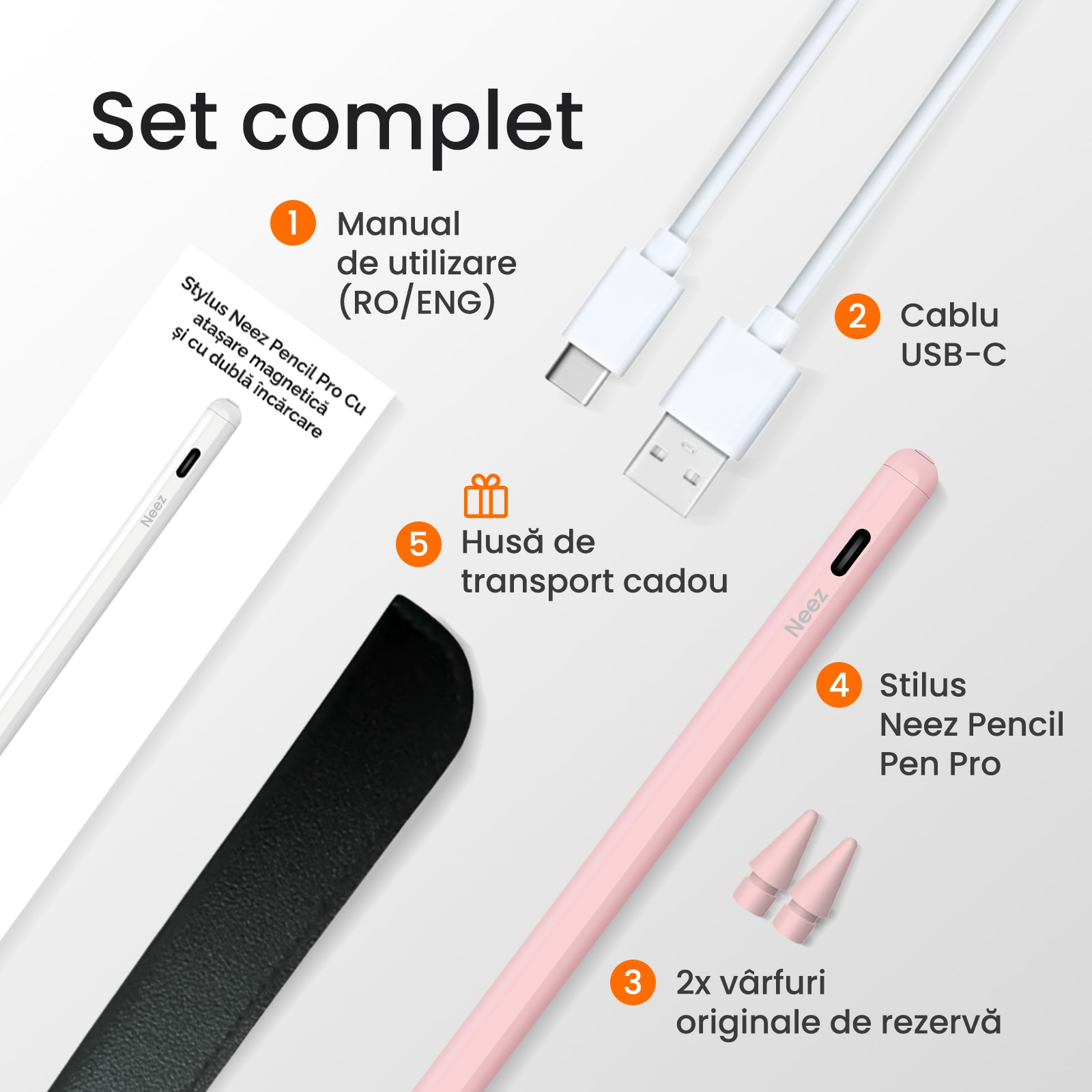Stylus Pen Neez Pencil Pro®️ pentru tableta iPad Apple 2018–2026