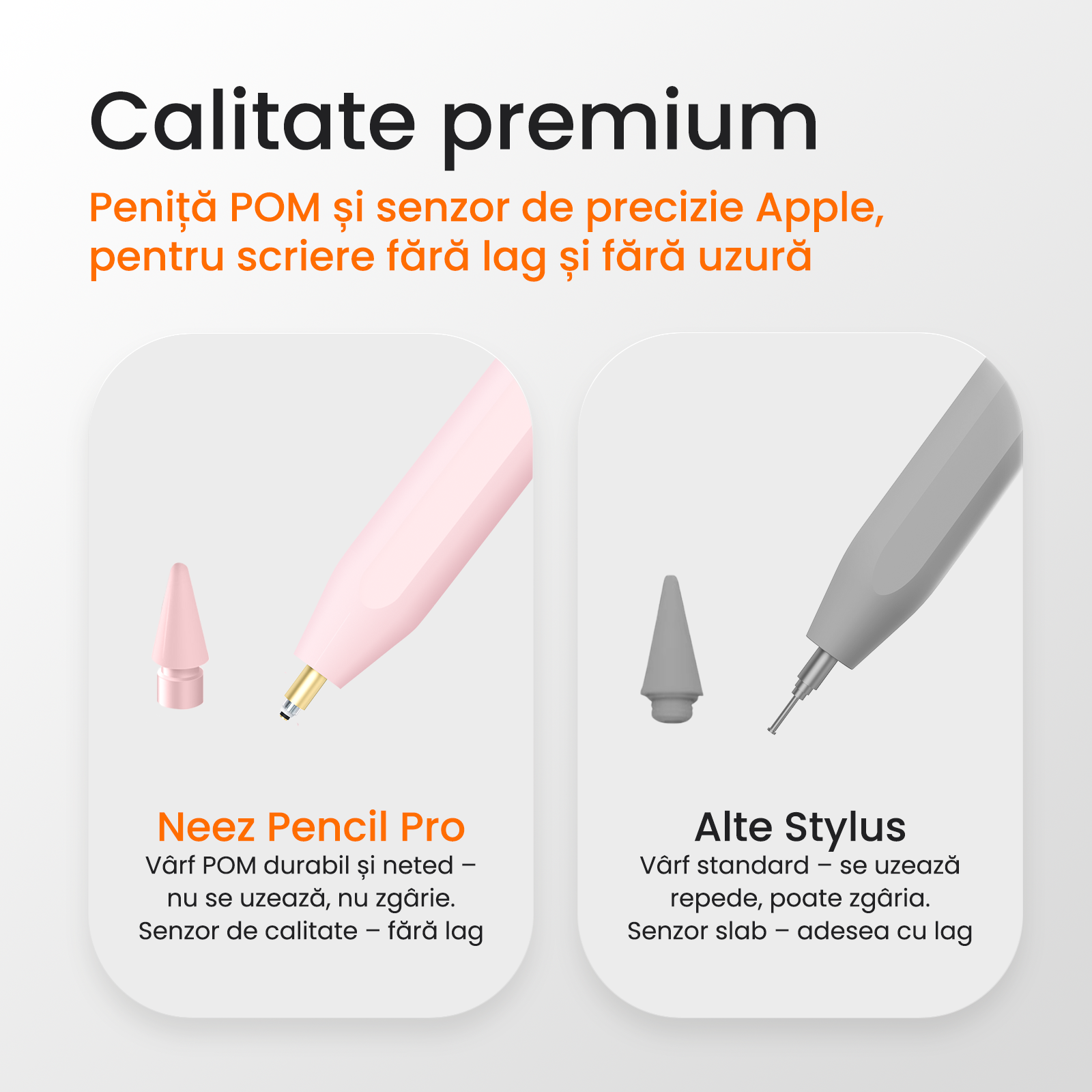 Stylus Pen Neez Pencil Pro®️ pentru tableta iPad Apple 2018–2026, Alternativa Apple Pencil, Pen iPad, Pix cu Palm Rejection, Tilt, Magnetic, Fast Charge USB-C (10 min) + Wireless Charge, Autonomie 11 ore, Fara Lag, Penite anti-zgarieturi, Bluetooth, Roz