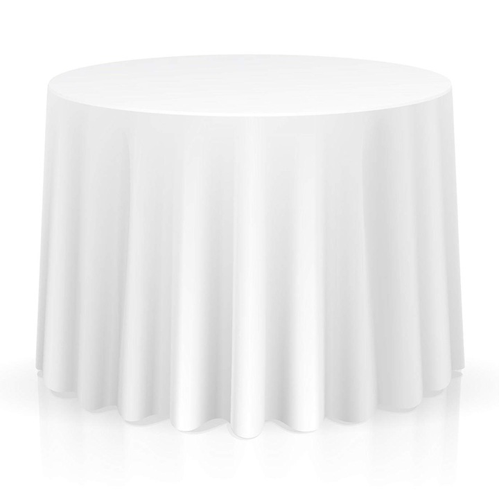 Fata de masa alba rotunda de 280 cm, 50% Bumbac + 50% Poliester, tip eveniment Restaurant