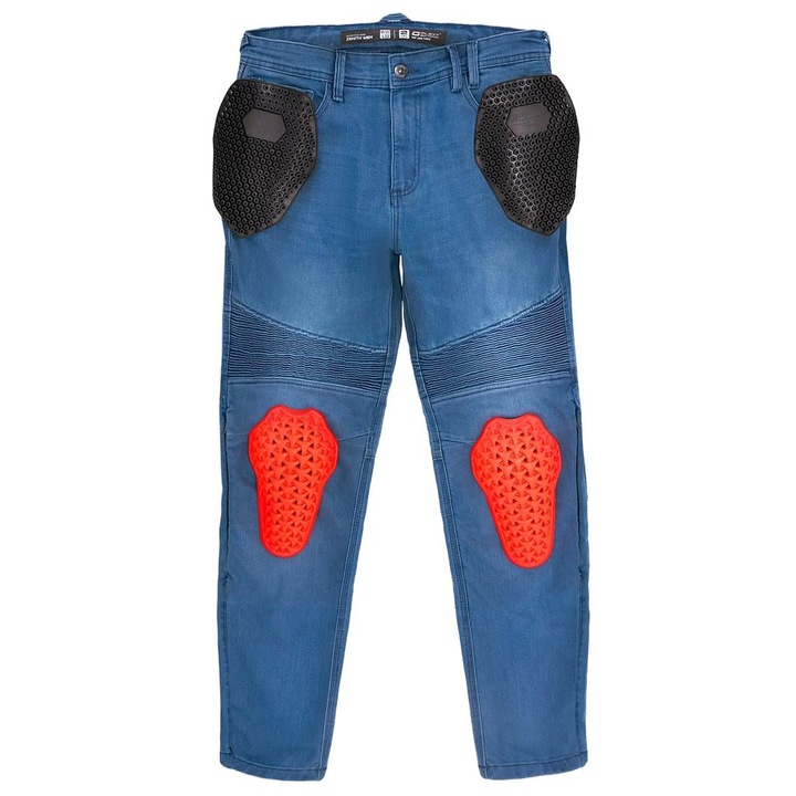 Pantaloni moto, Shima Zenith, jeans clasici, protectie genunchi GFLEXX, protectie solduri AirForce, albastru, 34/32